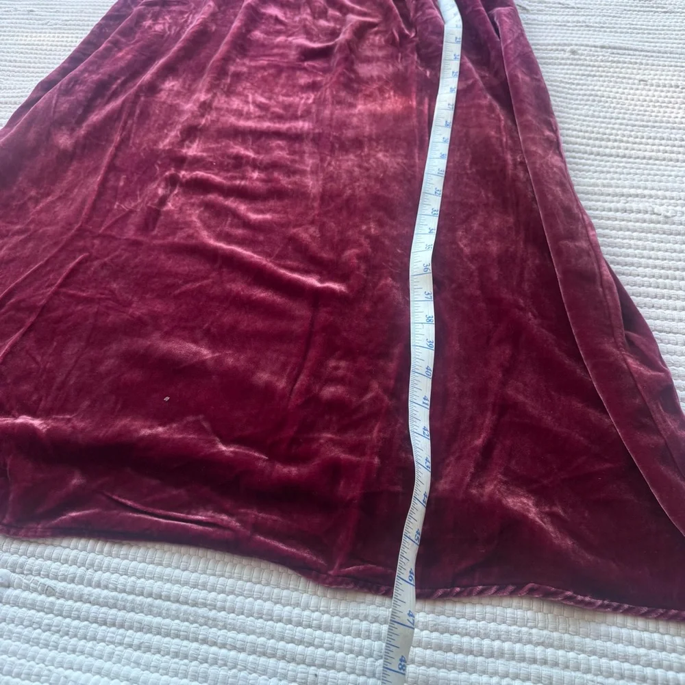 Sundance Silk Velvet Lace Slip Dress Burgundy Bias Cut Midi Size L